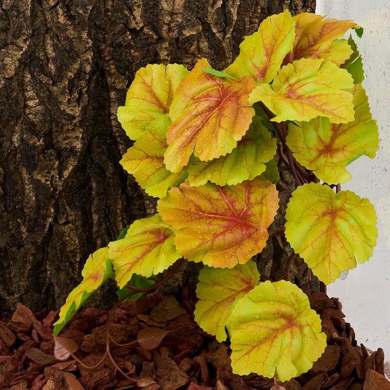 WOLEDOE Reptile Plants for Terrarium, Amphibian Habitat Decor Artificial Hanging Plants with Suction Cup - Fake Heuchera Micrantha Yellow - Image 5